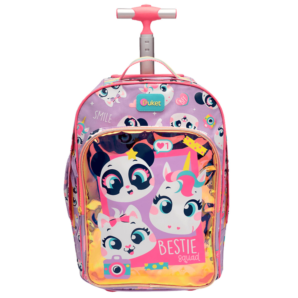 Mochila de Rodinhas Puket Infantil Multibichos – Linha Best Friend