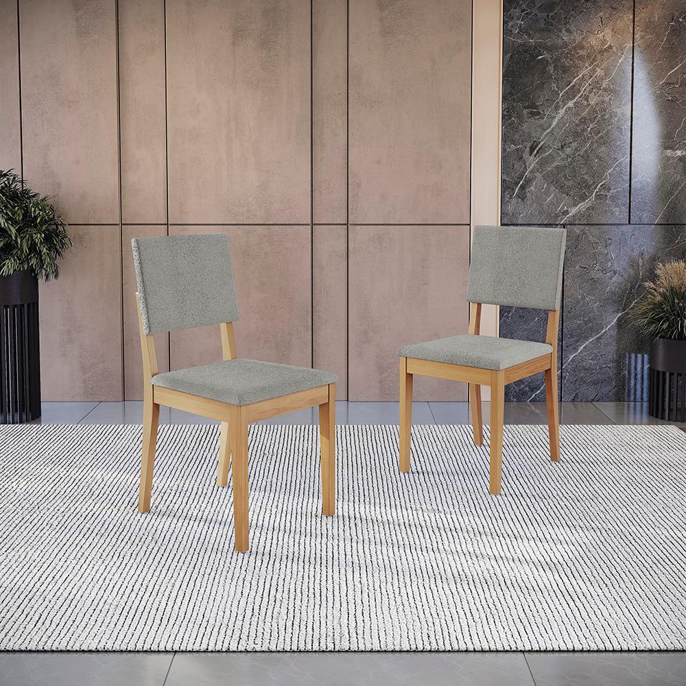 Par de Cadeiras Kappesberg em Madeira Maciça Dora Boucle Cinza