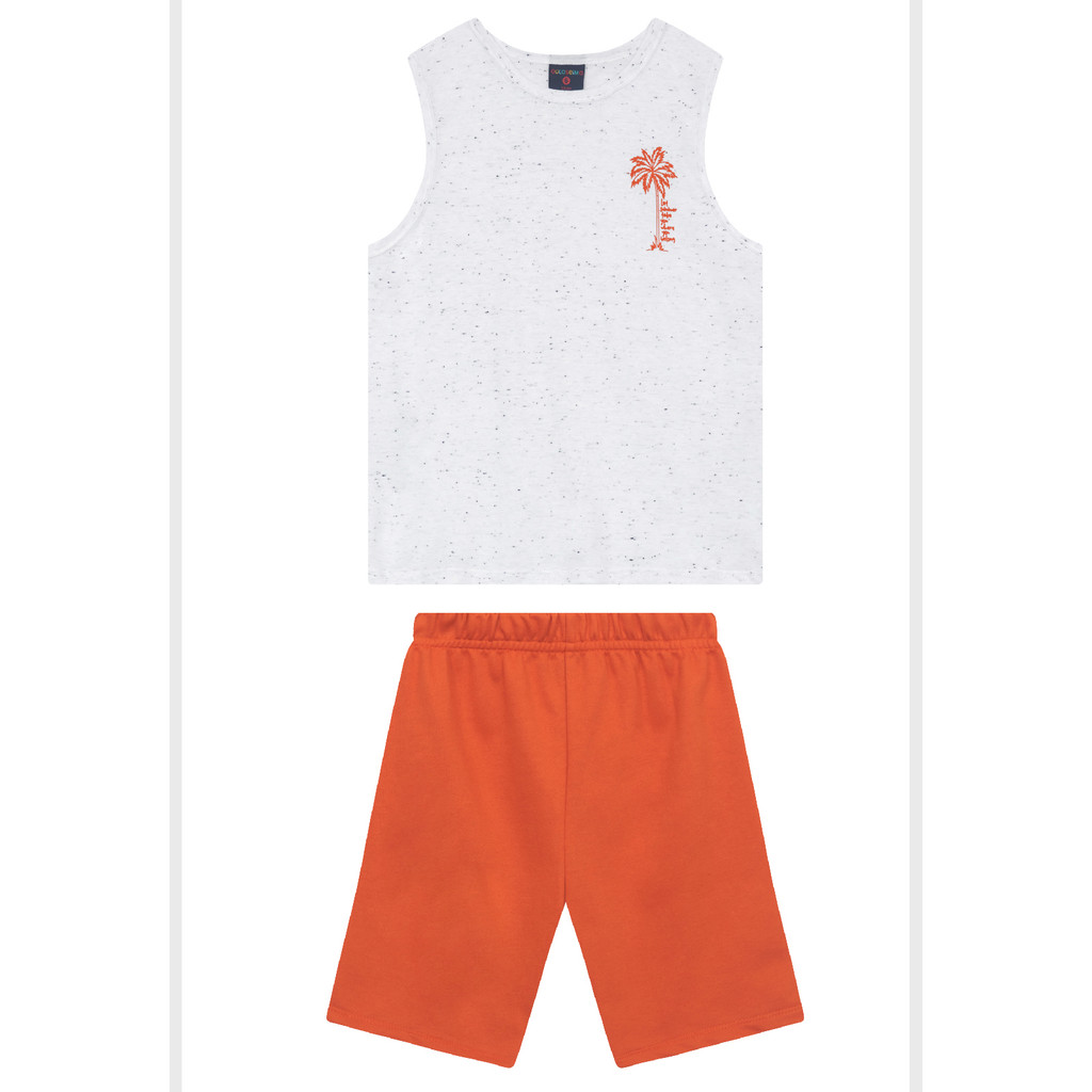 Conjunto Infantil Masculino com Regata Estampada e Bermuda Guloseima