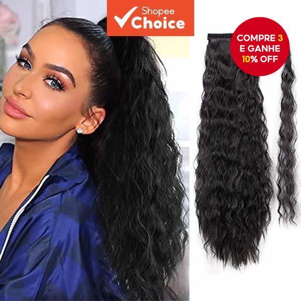 Rabo De Cavalo Encaracolado Fofo De 22 "-Extensão De Cabelo Crespo Sintético Para Mulheres , Peça De Peruca Com Prendedo