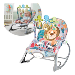 Cadeira Bebê Descanso Com Som e Função Balanço Cinza Ideal Para Acalmar Relaxar e Entreter o Bebê Com Segurança