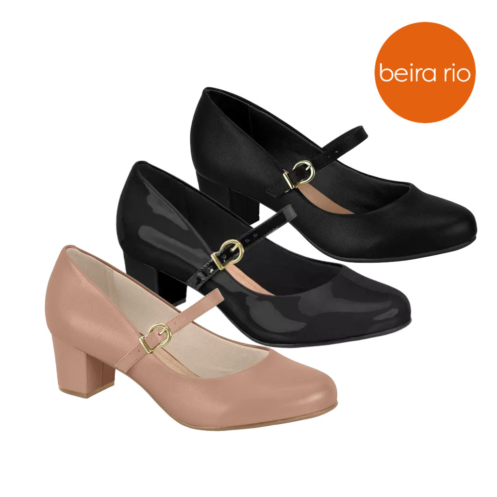 Scarpin Mary Jane Feminino Boneca Salto Bloco Beira Rio em Oferta na Shopee