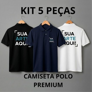 Kit 5 Camisa Polo Piquet Personalizada Unissex Premium em Oferta na Shopee