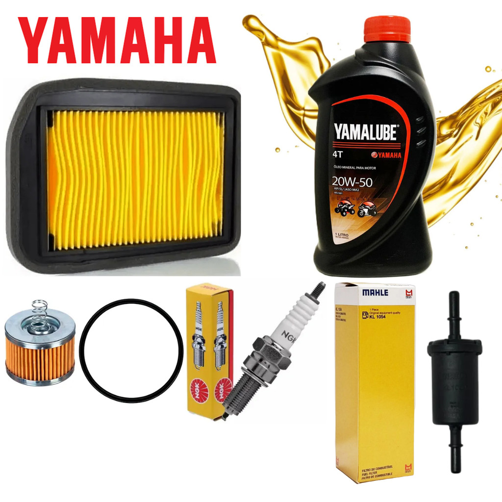 Kit Revisão Para Crosser 150 / Fazer 150 / Factor 150 Troca Óleo Yamalube 20w50 Filtros e Vela Ngk