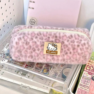 Estojo De Lápis De Grande Capacidade Hello kitty Caixa Com Estampa De Leopardo Papelaria De Gato De Pelúcia Bolsa De Cos em Oferta na Shopee