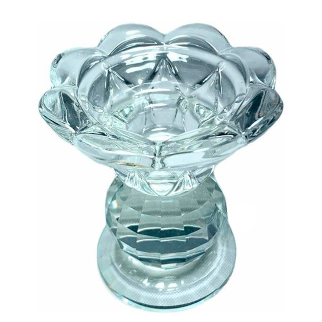 Castiçal Flor Cristal Vidro Suporte Para Velas Porta 7,5cm
