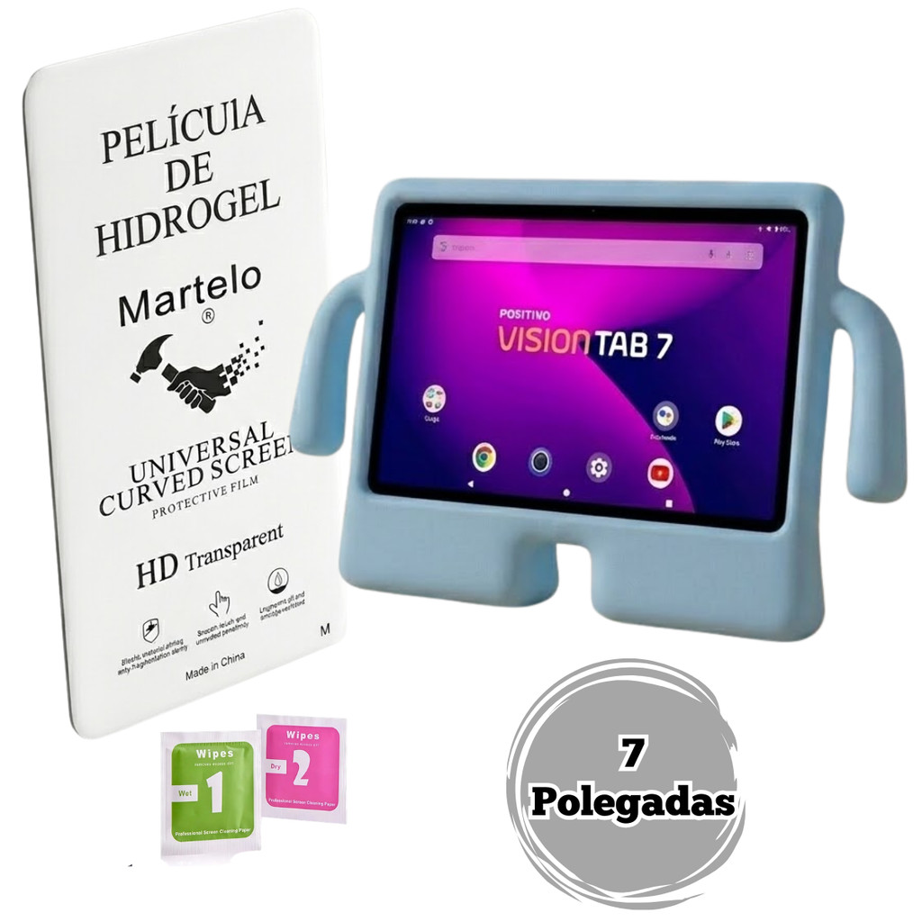 Capa Infantil com Bracinhos + Película de hidrogel Positivo Vison Tab 7 T307