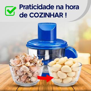 Descascador Elétrico de Alho Automático Bivolt 110V/220V, 2 em 1 para Uvas, Tomate e Frutas, Lâmina Inox