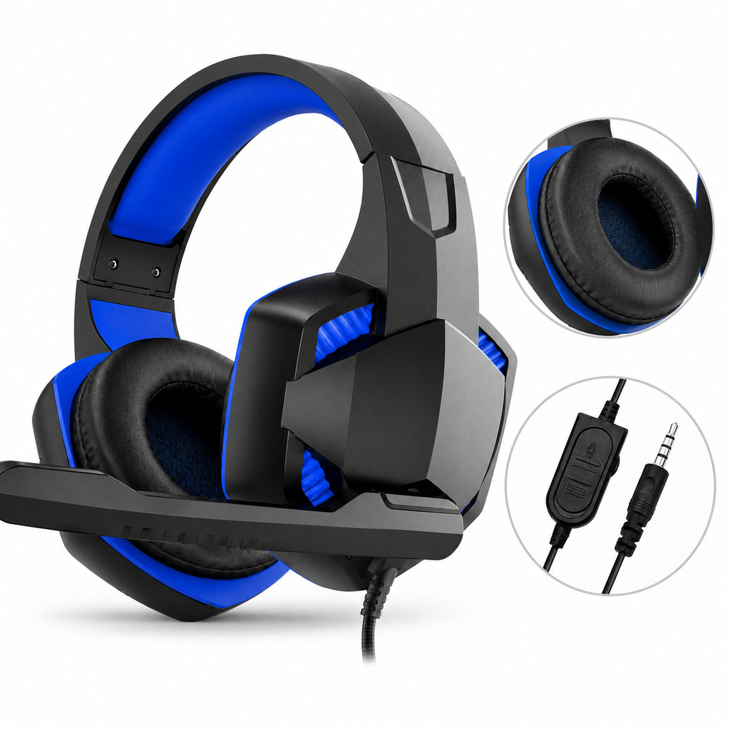 Fone Headset Gamer P2 3.5mm Com Microfone Lehmox Som Estéreo Controle Volume Cabo