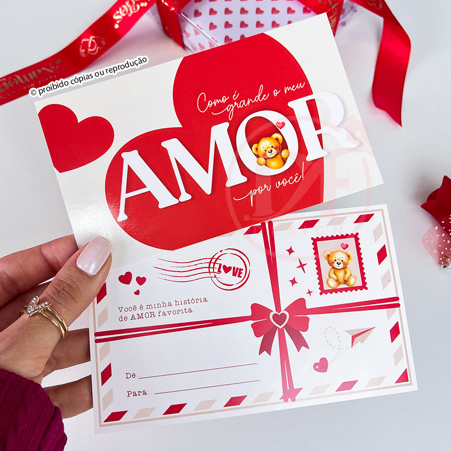 Cartões Postais AMOR - Dia dos Namorados | Para Acompanhar Presentes e Flores 15x9