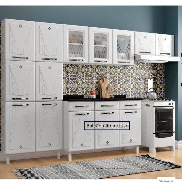 Cozinha Compacta Modulada 3 Peças 11 Portas Star New Branco Branco