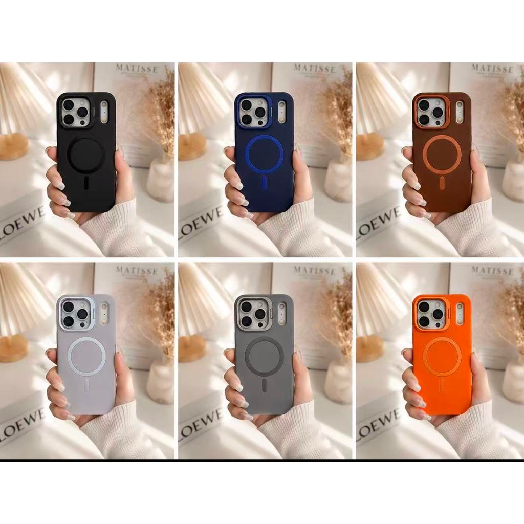 Capa Capinha Couro, MagSafe, Suporte Câmera,  iPhone 17 16 15 14 13 12 11 Anti-choque