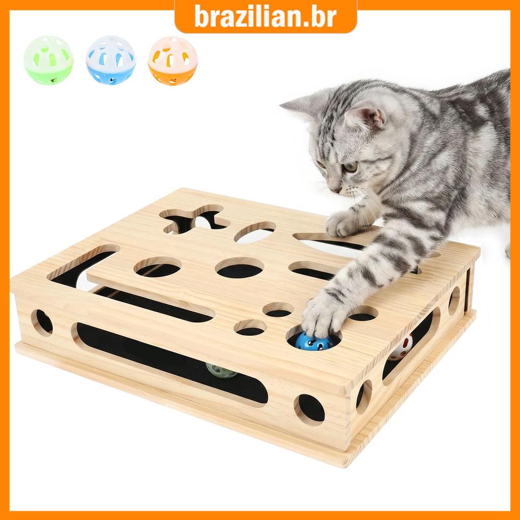 Divertido Gato Scratch Puzzle Enriquecimento Caixa Arquivo De Unhas Scratcher Com Sino Bola E Labirinto Passagem Para Ga