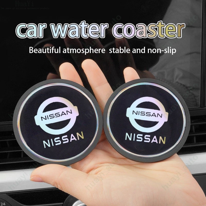 Apoio de Copo de Silicone Colorido Refletivo a Laser para Carro, para Nissan Kicks, Navara, Versa, Np300, Sentra, March,
