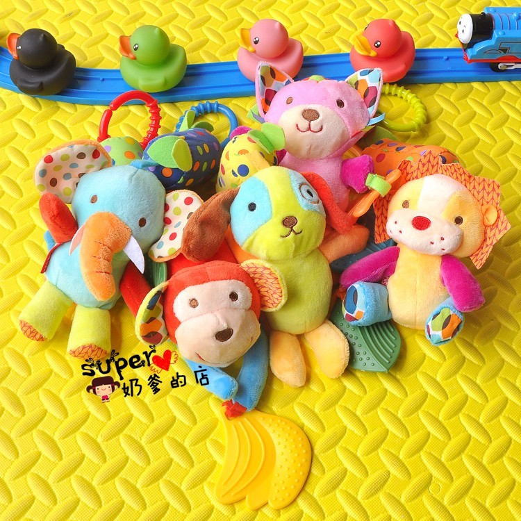 Comércio exterior carrinho de bebê recém-nascido pingente Animal boneca tecido de pelúcia chocalho sino vento carrilhão