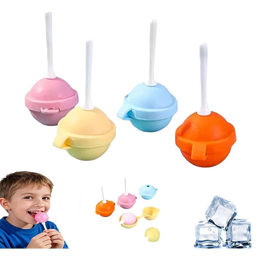 Forma de gelo reutilizável em formato de pirulito grande, pacote com 4 formas de picolé – Gelados criativos DIY para o v