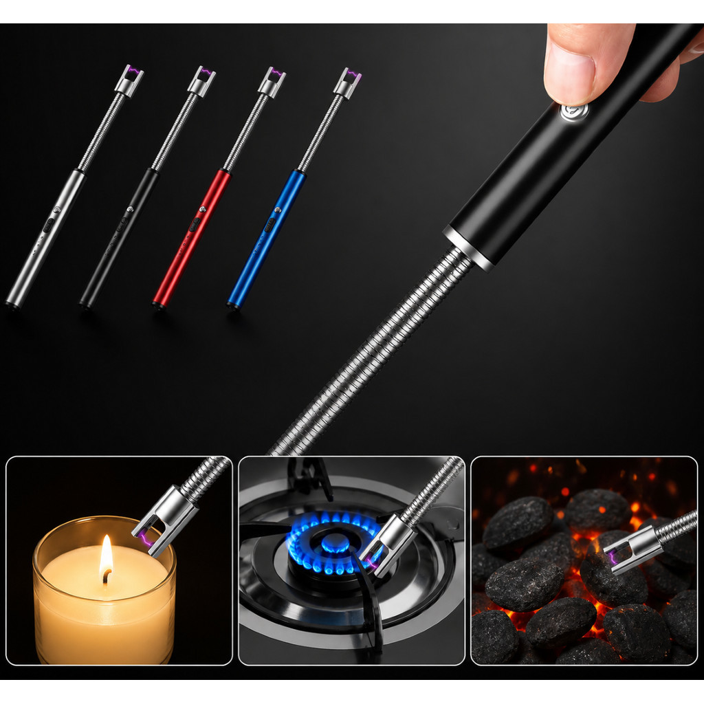Kit Acendedores Fogão Elétrico Plasma USB Recarregável Flexível Eletronico Isqueiro Churrasqueira Luxo sem Gás Seguro