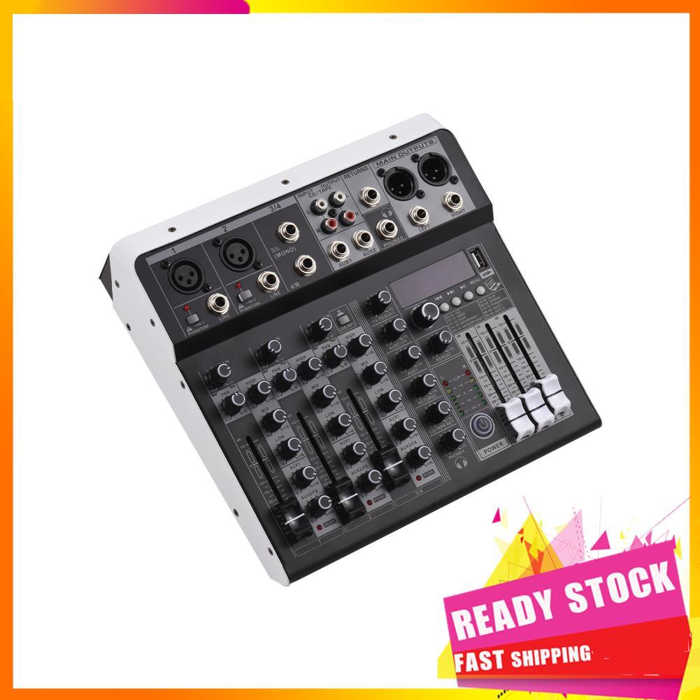 Gfgfgfgg Mixer de áudio Console de mixagem de 6 canais 48V Phantom Power para gravação em estúdio doméstico DJ Network