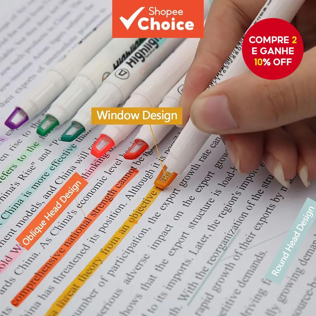 Canetas Marcadoras De Luz Suave Com Ponta De Visão Clara , 6 Peças , Para Estudantes , Estudo Da Bíblia , Escola , Escri