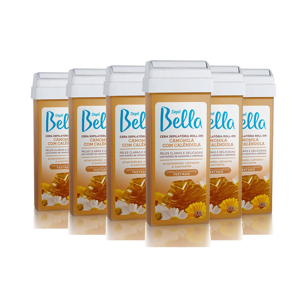 Kit Cera Depil Bella Roll On Camomila 100g 6 unidades em Oferta na Shopee