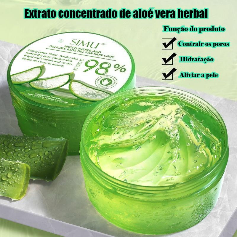 【Envio Imediato】Gel Hidratante de Babosa 98% 300g Facial e Corporal - Pós Sol Calmante Todos os Tipos de Pele