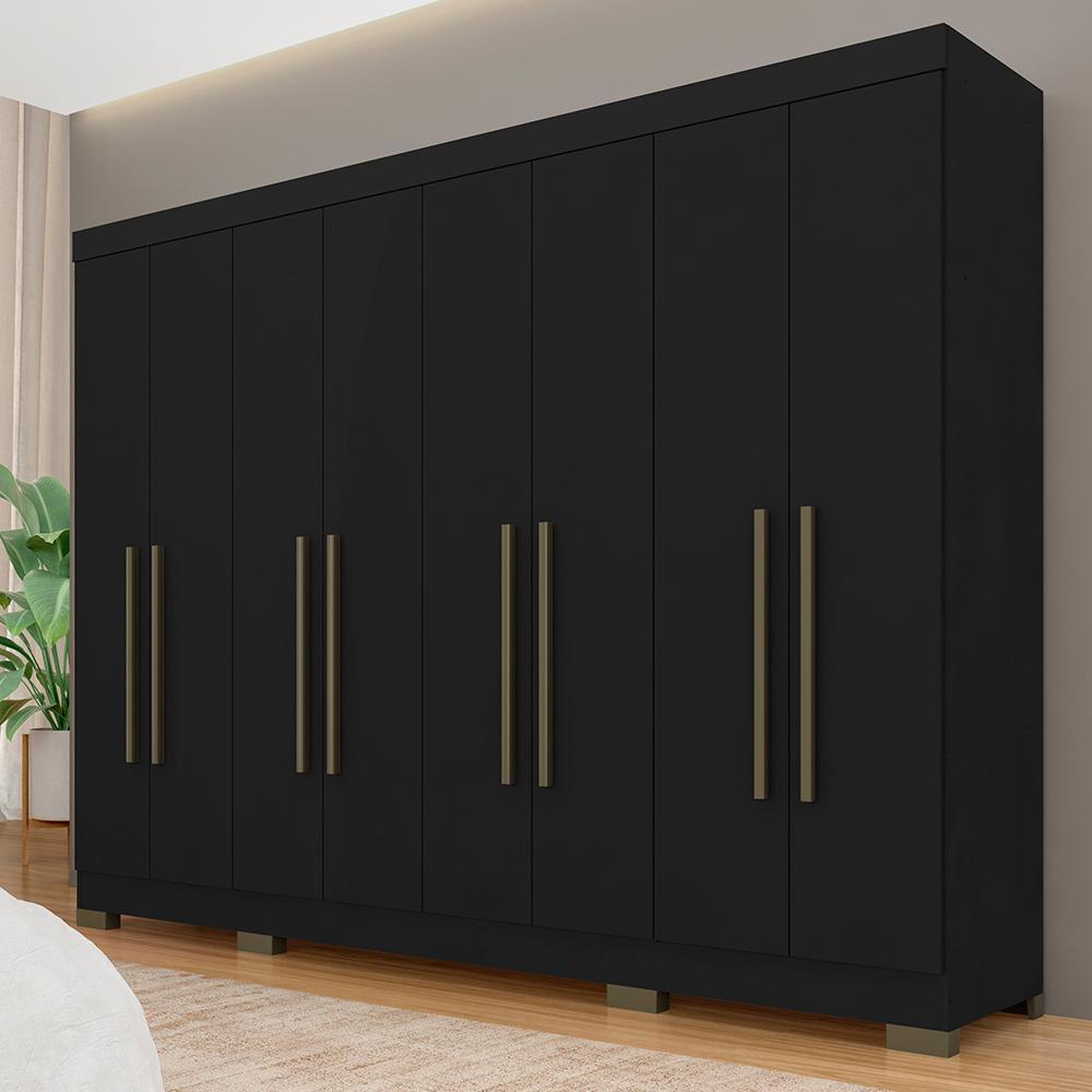 Guarda Roupa Casal 8 Portas 2 Gav Natasha Preto Fosco - Móveis Arapongas em Oferta na Shopee