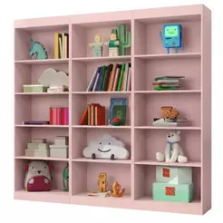 Kit 3 Estantes Livreiro Office Multiuso 12 Prateleiras Rose J&A