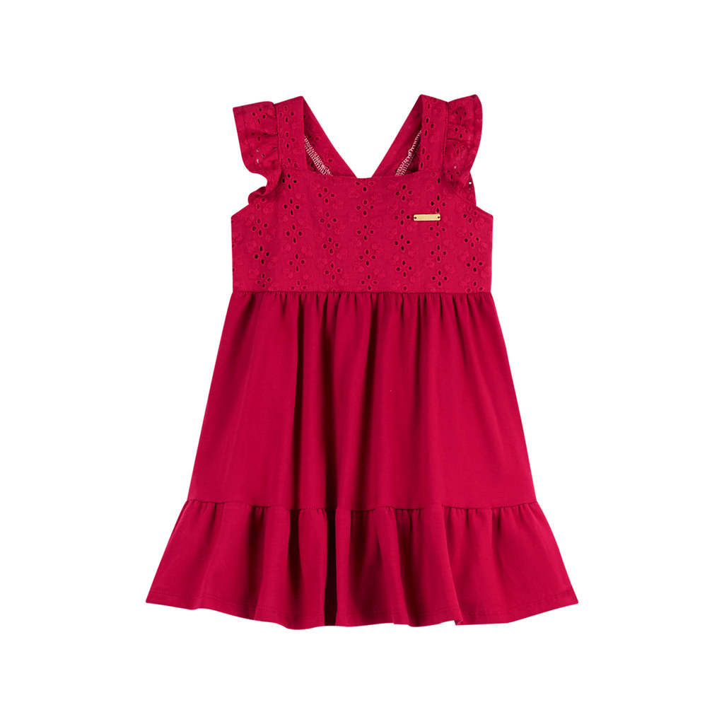 Detalhes do Vestido Midi Infantil Menina Laise Colorittá Vermelho