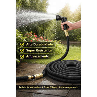 Mangueira Mágica Expansível 15m / 30m – Retrátil, Flexível, Antidobras e Alta Pressão p/ Jardim, Quintal e Carro