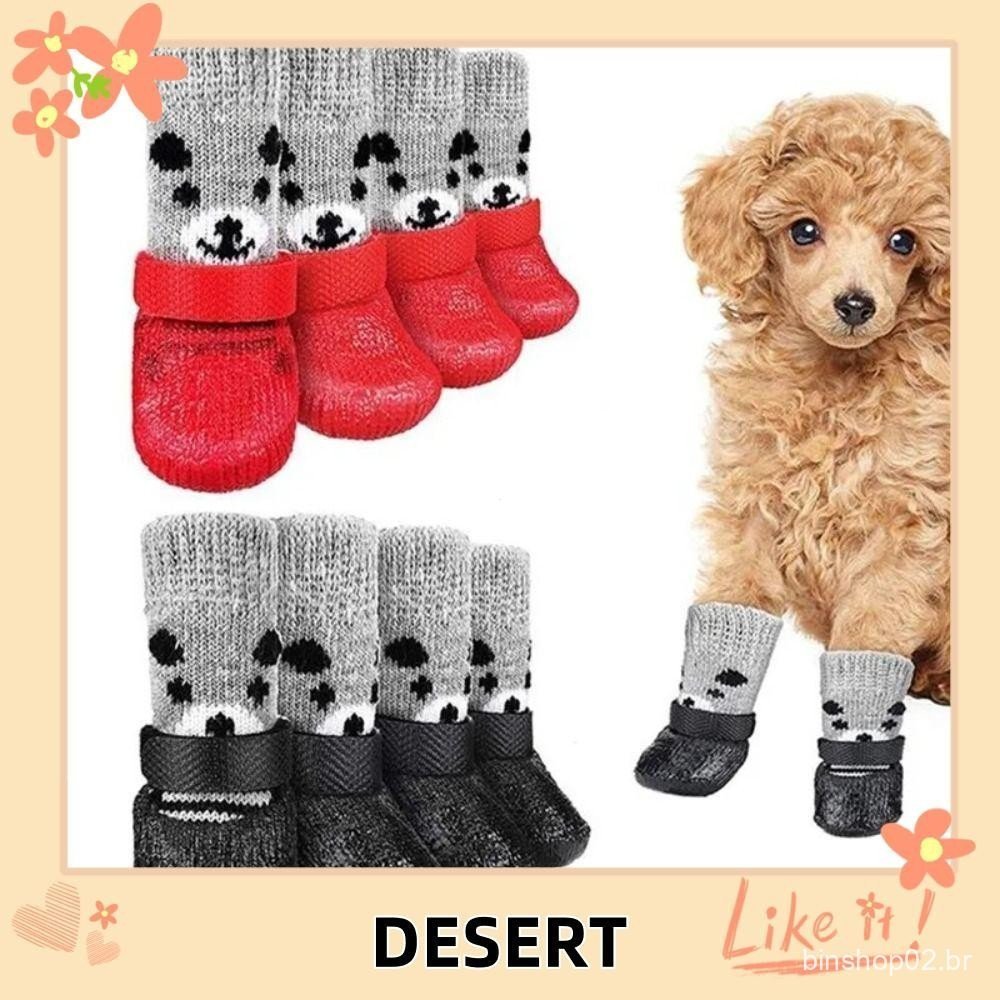 DESERT Cats Dogs Meias De Borracha , Com Cordão Ajustável Antiderrapante Botas Para Animais De Estimação , De Neve De Ch