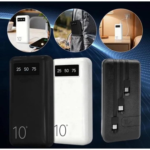 Power Bank Kapbom 10.000mAh KA-966 • 10W Estável • Cabos Embutidos 3 em 1 • carregador Portatil