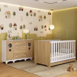 Berço Americano 3 em 1 com Cômoda 2 Portas 4 Gavetas Suspiro Multimóveis MP4714