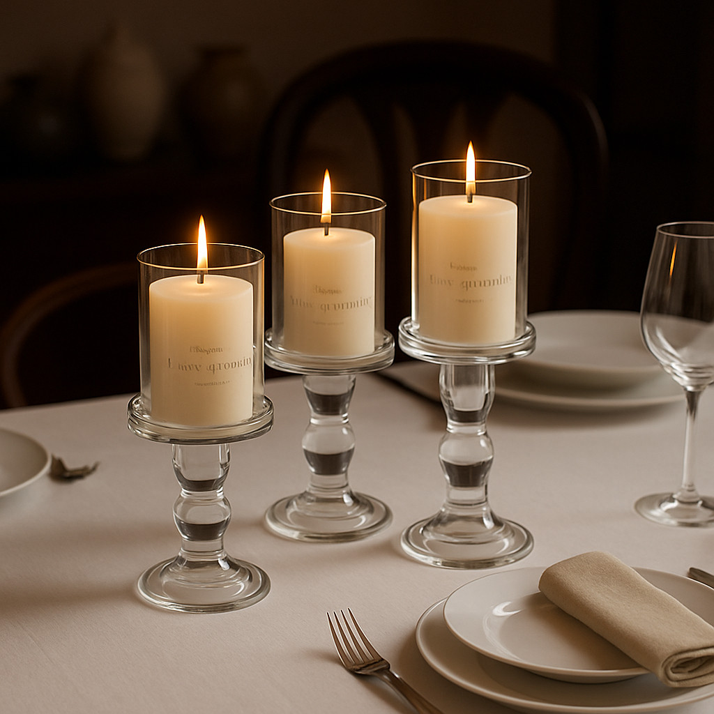 Castiçal Transparente Porta Vela Enfeite Para Mesa Jantar em Oferta na Shopee