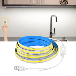 Fita Led COB Linear Super Brilhante USB 5V Flexível Com Interruptor Sensor De Toque Regulável