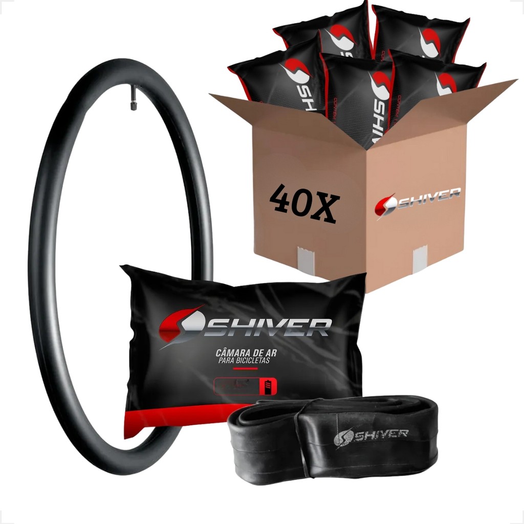KIT 40 UNIDADES CAMARA DE AR ARO 26 2.125 SHIVER BICO GROSSO 33MM BICICLETA BIKE REVENDA ATACADO