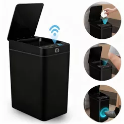 Lixeira Inteligente 12L Automática Preta Sensor Sem Contato Vedação Hermética Higiene Saúde Total