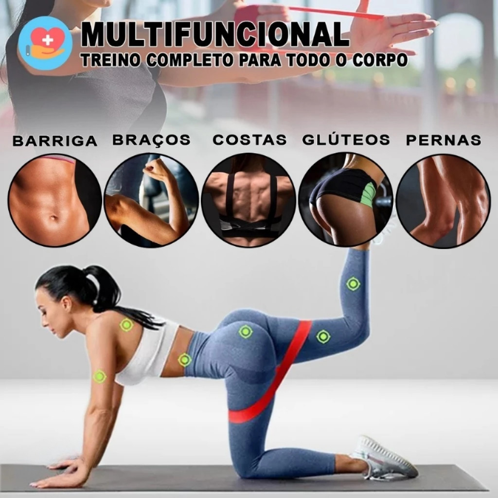 Kit 5 Elásticos Funcionais para Fisioterapia e Musculação