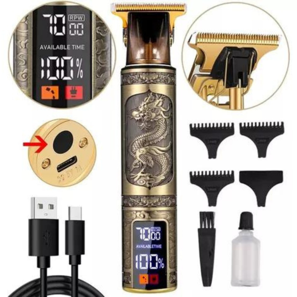 Máquina Cortar Cabelo Barba Acabamento Detalhe Profissional Sem Fio Recarregável