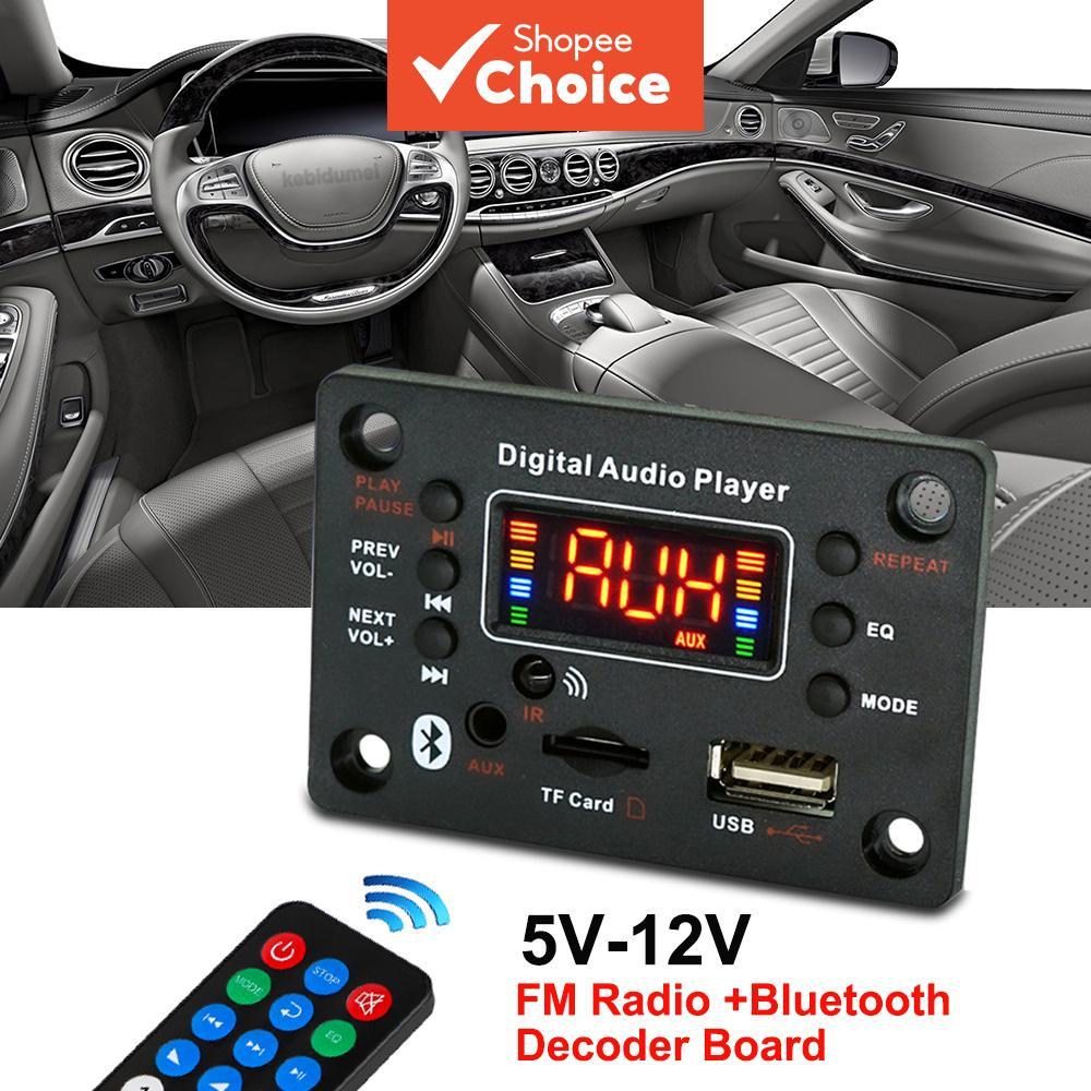 Placa decodificadora Bluetooth 5.3 para carro 12V, módulo rádio com suporte para microfone em karaokê