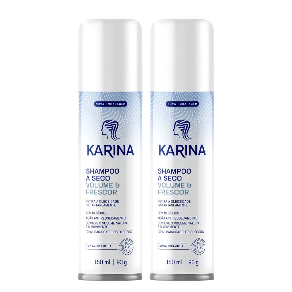 KIT C/2 SHAMPOO A SECO KARINA VOLUME E FRESCOR 150ML