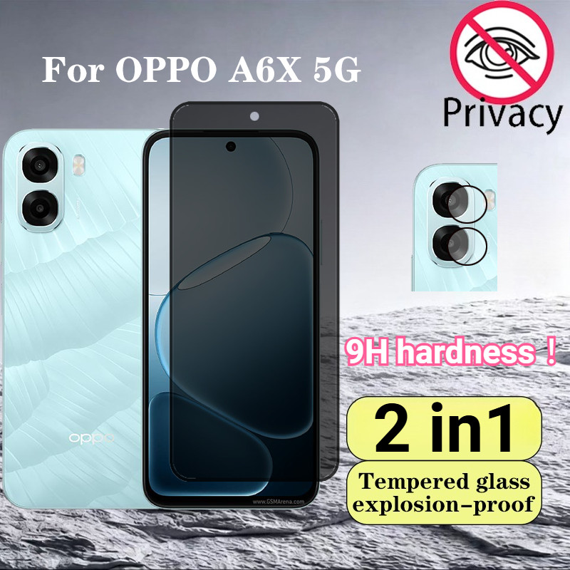 película de privacidade OPPO A6X 4G 5G 2 Em 1 Protetor De Tela Anti-Espionagem Espião 9D Para A6t A5 A6 Reno 15 14 15F