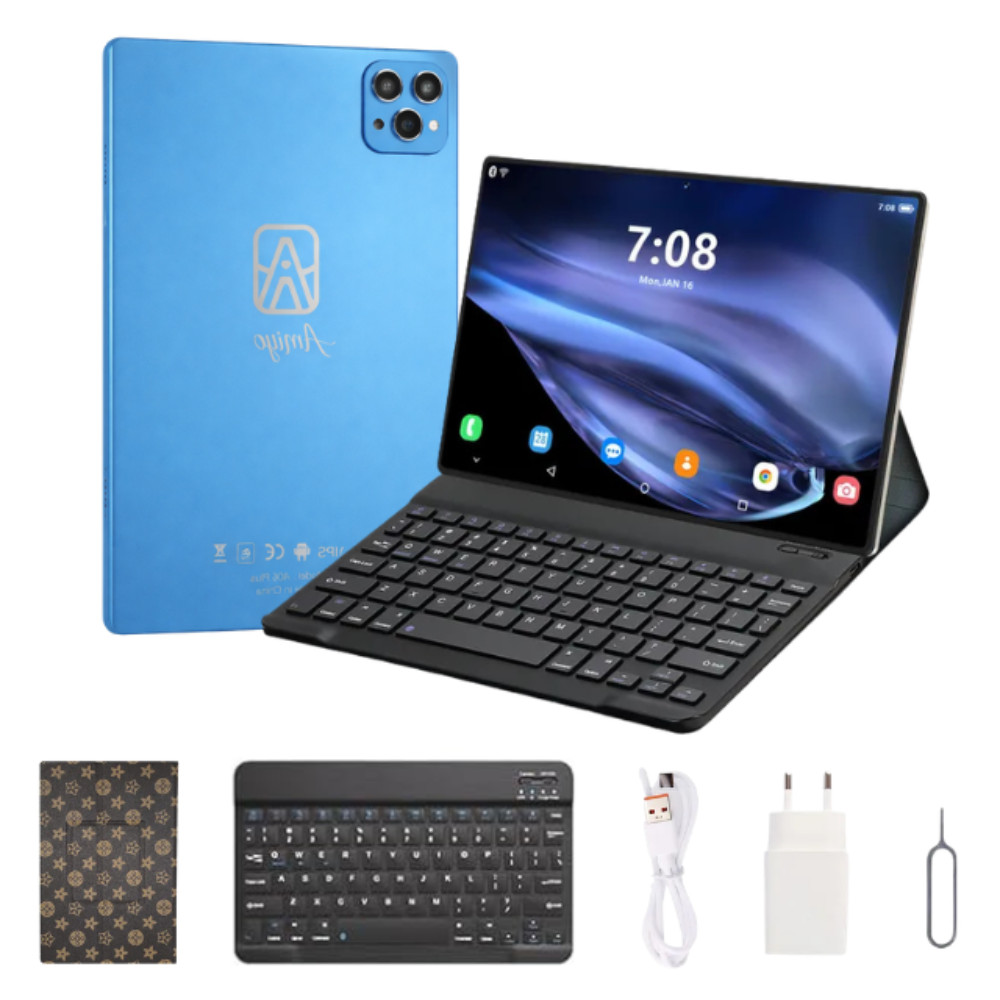 Tablet Android A06 Plus 256gb Memória 8gb Ram Cor Azul + Capa e Teclado