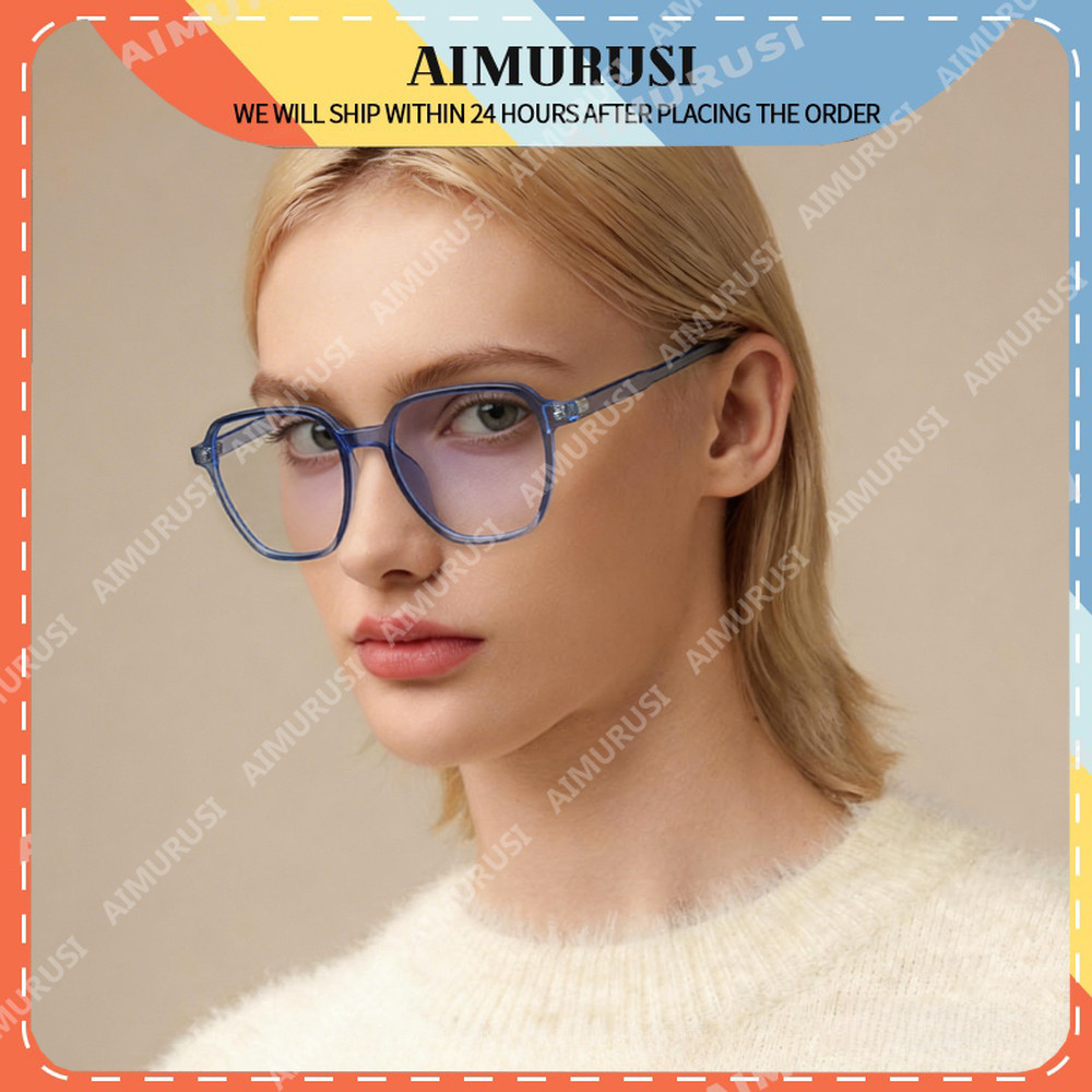 (AIMURUSI) Óculos Poligonais Grandes , Antifadiga , Filtro De Luz Azul , Femininos , Negócios , Casual , Proteção De Tel