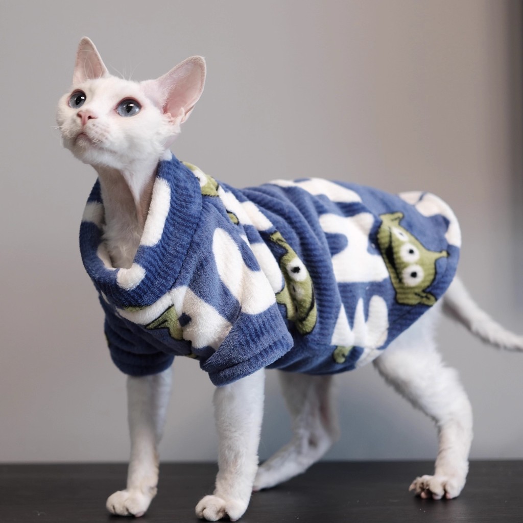 Roupa de Inverno para Gatos Sem Pelo em Veludo Coral Quente, Colete de Gola Alta para Sphynx, Roupa para Filhotes, Fanta