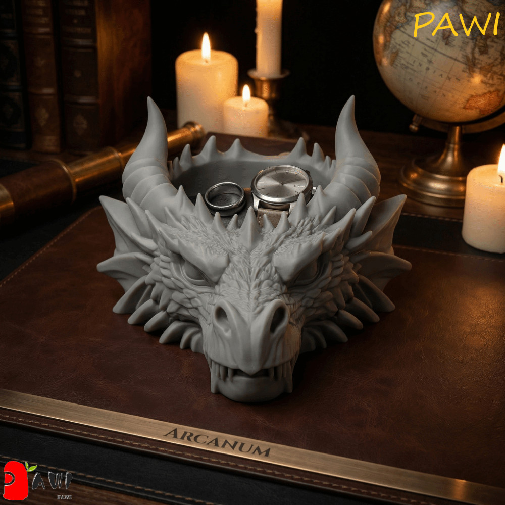 Bandeja De Armazenamento De Cabeça De Dragão PAWI , Suporte De Exibição De Joias Engraçadas Com Impressão 3D , Decoraçõe