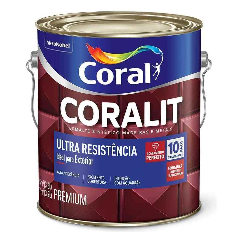 Tinta Esmalte Coralit Preto Fosco 3,6 Litros