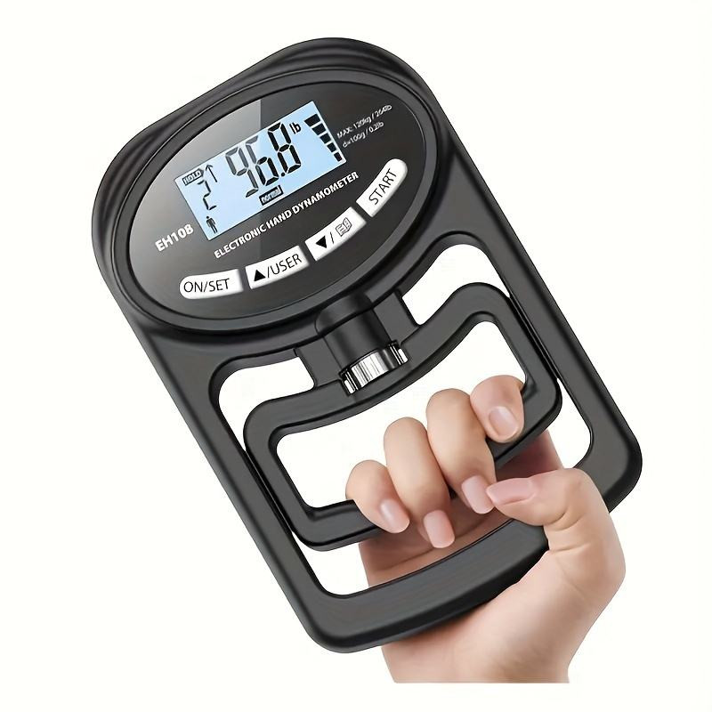 Testador de Força de Aperto Dinamômetro Digital de Mão 396Lbs 180Kg Medidor com Tela LCD e Conexão USB