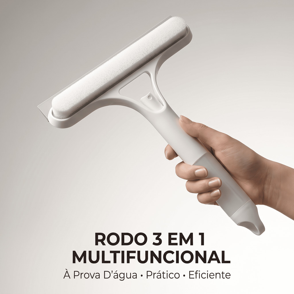 Limpador Vidros 3 em 1 Multiuso Rodo Com Borrifador e Esponja Spray Cabo Anatômico Janelas Carros Espelhos Premium