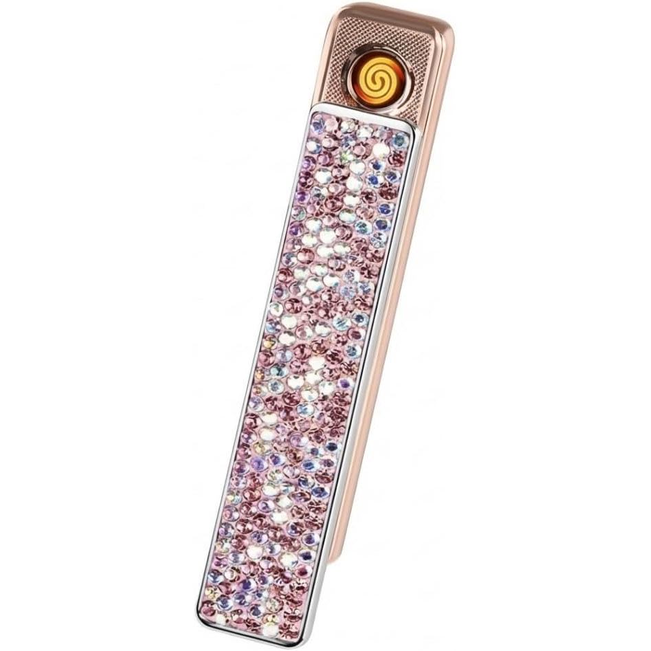 Isqueiro Elétrico Rosa, Isqueiro Eletrônico Recarregável USB Sem Chama