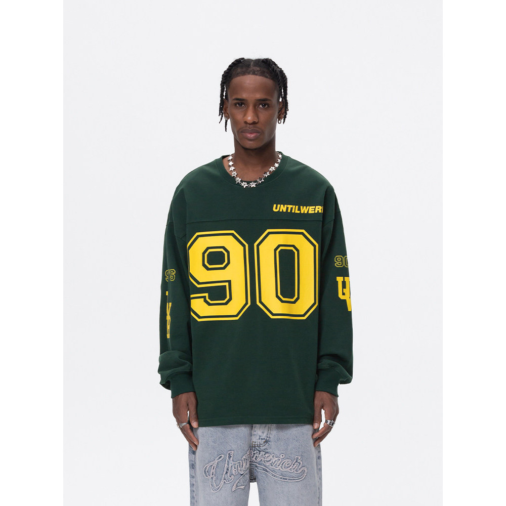Throughwerich americano Retro 90 hóquei camisa masculina na moda moletom Rugby camisa de manga comprida camiseta esporti